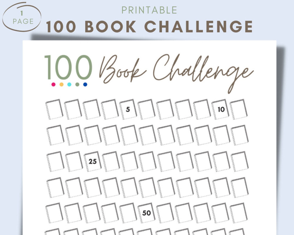 100 Book Challenge Printable PDF Book Tracker Reading Etsy