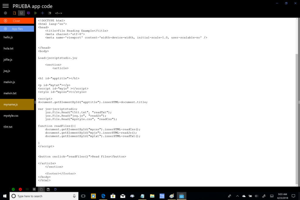Arrowat JavaScript Studio File Reading Using JavaScript
