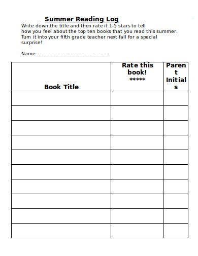 FREE 13 Summer Reading Log Templates In PDF MS Word Free Premium FREE 13 Summer Reading Log Templates In PDF MS Word Free Premium