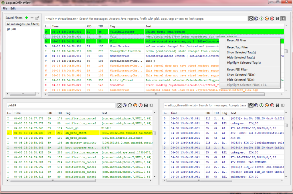 Logging Android Desktop Log Viewer Stack Overflow