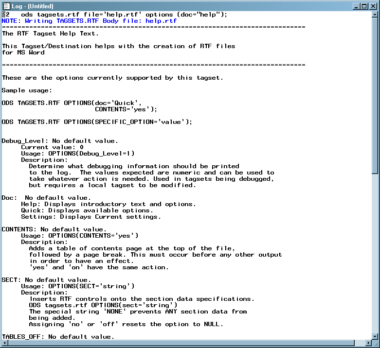 ODS TAGSETS RTF Statement SAS R 9 3 Output Delivery System User s 