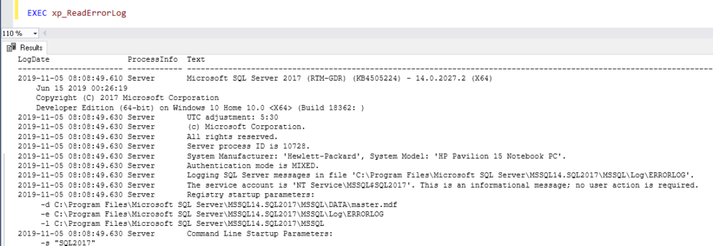 Read SQL Server Error Logs Using The Xp readerrorlog Command