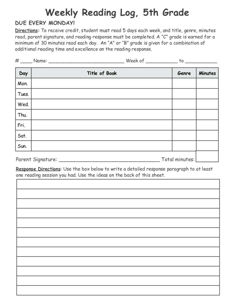 29 Printable Reading Log Examples In PDF Examples