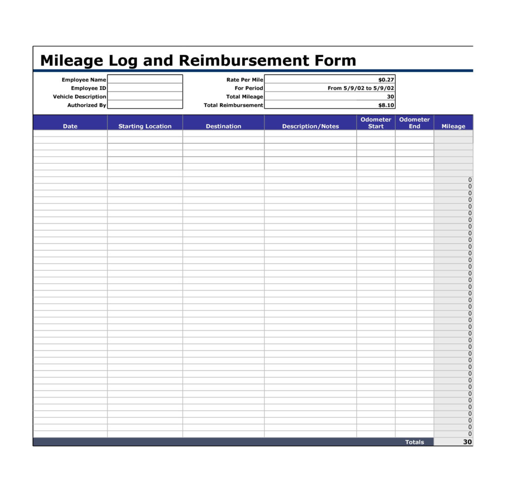 30 Printable Mileage Log Templates Free Template Lab