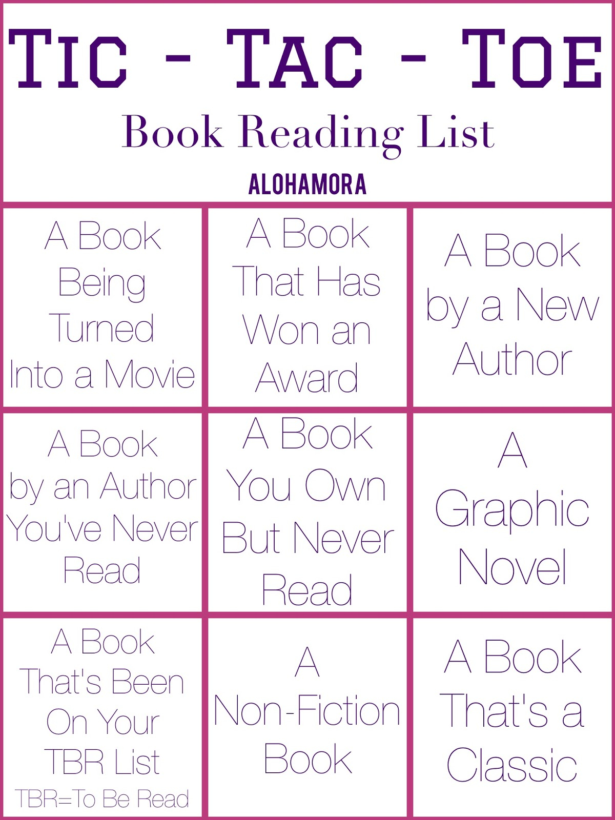 Alohamora Open A Book Tic Tac Toe Book List What To Read Next Alohamora Open A Book Tic Tac Toe Book List What To Read Next