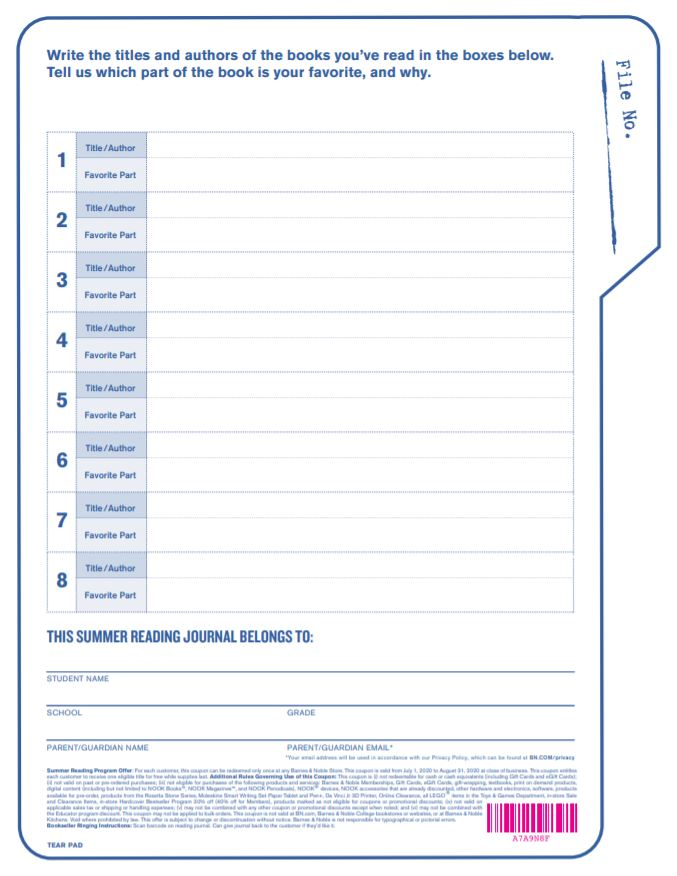 Barnes Noble Summer Reading Log 2023 Reading Log Printable