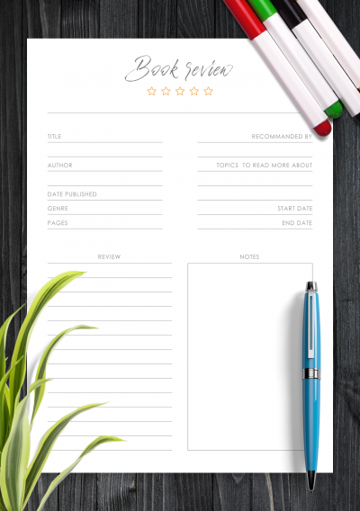 Download Printable Rating Stars Book Review Template PDF Download Printable Rating Stars Book Review Template PDF