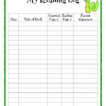 Free Printable Reading Log For 1st Grade Emanuel Hill s Reading