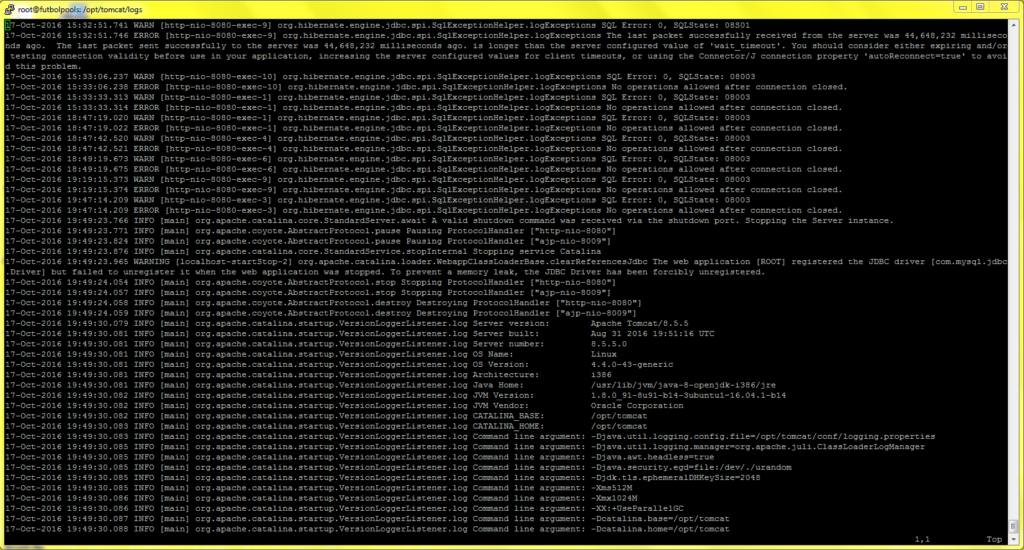 Java Tomcat Restarts With Errors exit 143 Runs And Then Fails 