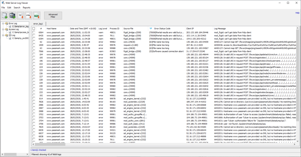 OSForensics Web Server Log Viewer