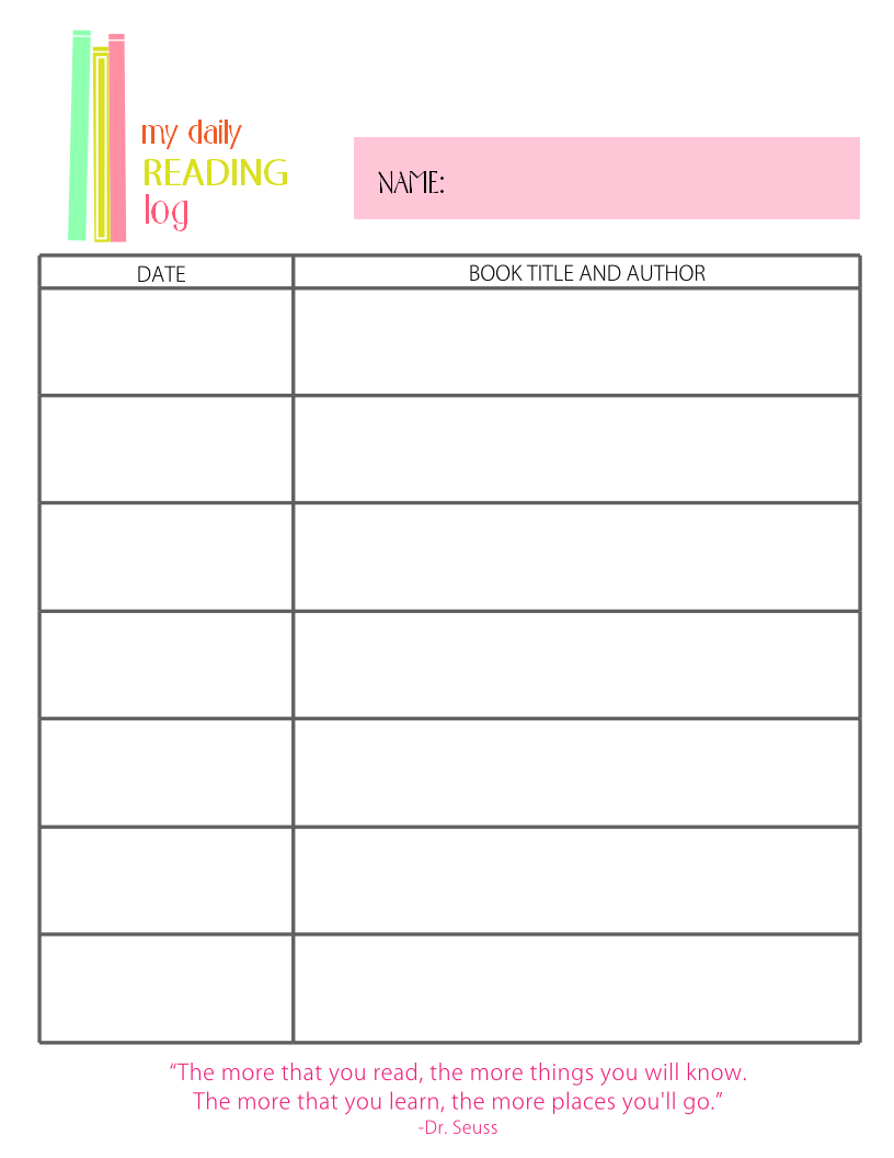 Printable Reading Log For Elementary Kids Reading Log Printable Printable Reading Log For Elementary Kids Reading Log Printable