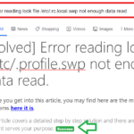Solved Error Reading Lock File etc profile swp Not Enough Data Read