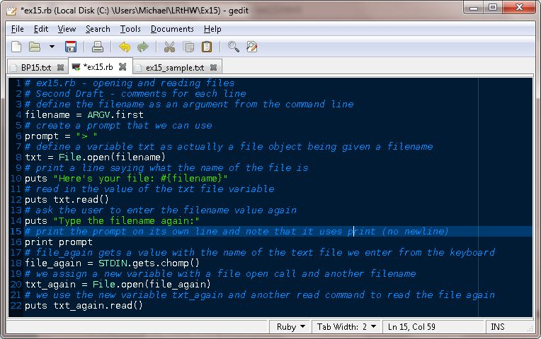 TESTHEAD Exercise 15 Reading Files Learn Ruby The Hard Way Practicum