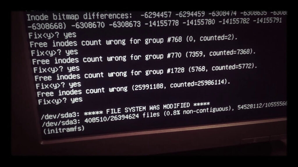 Ubuntu 20 04 Read Only File System Error Initramfs Screen On Boot 