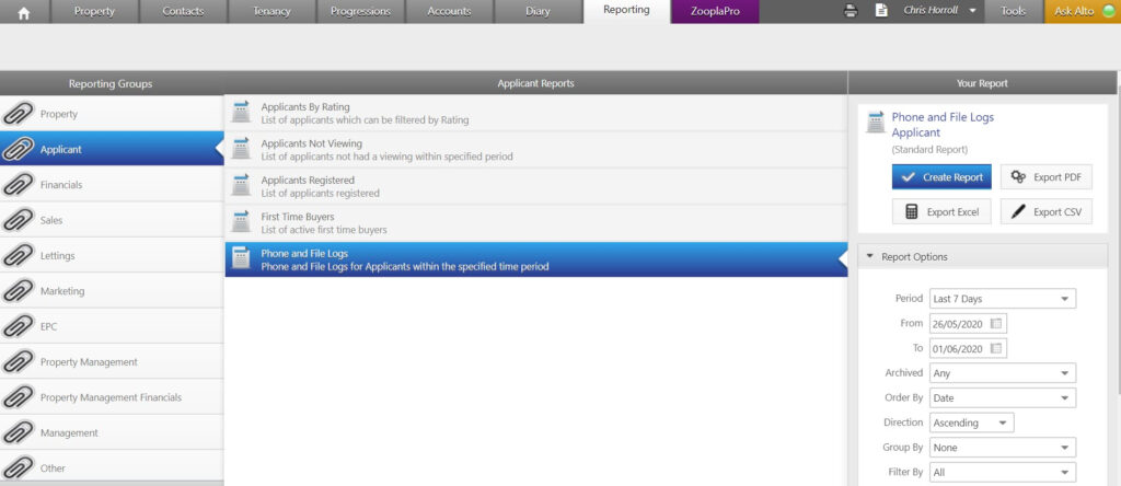 Applicants Phone And File Logs Report Alto