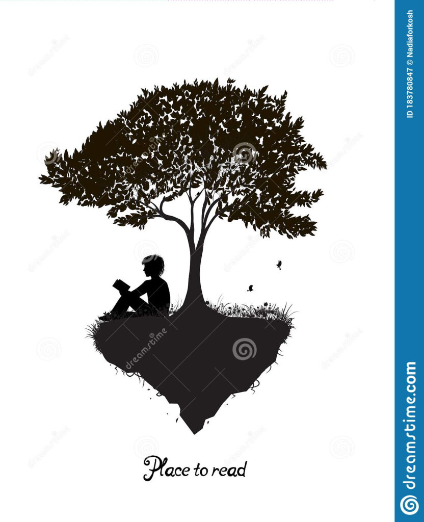 Best Place To Read Concept Boy Reading Under The Big Tree Park Scene 