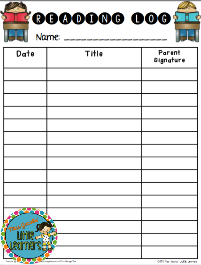Little Learners Five For Friday Link Up Kindergarten Reading Log 