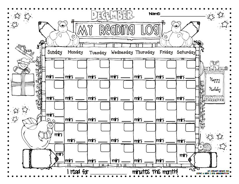 Free Printable December Reading Log 2024 Reading Log Printable