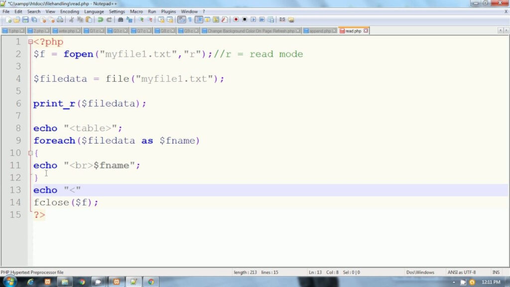 PHP In Hindi File Handling Part 3 Read Operation Reading Php Hindi