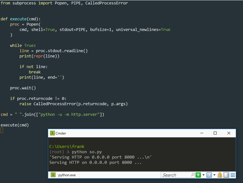 Python Reading Stdout Process In Real Time Stack Overflow