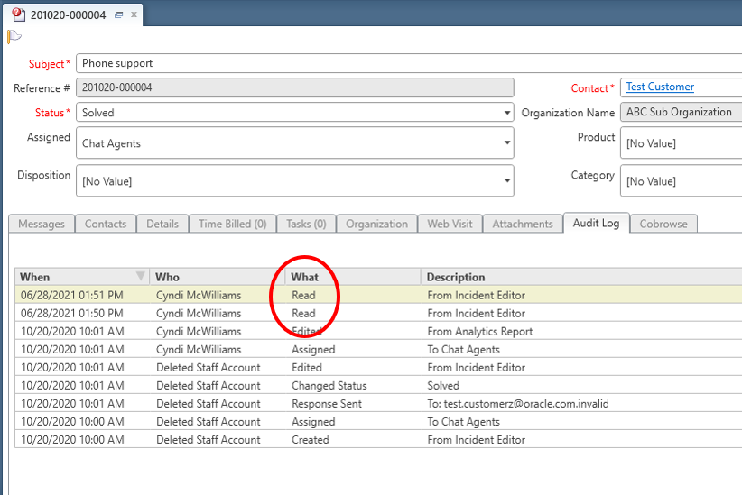 Read Logging Oracle B2C Service