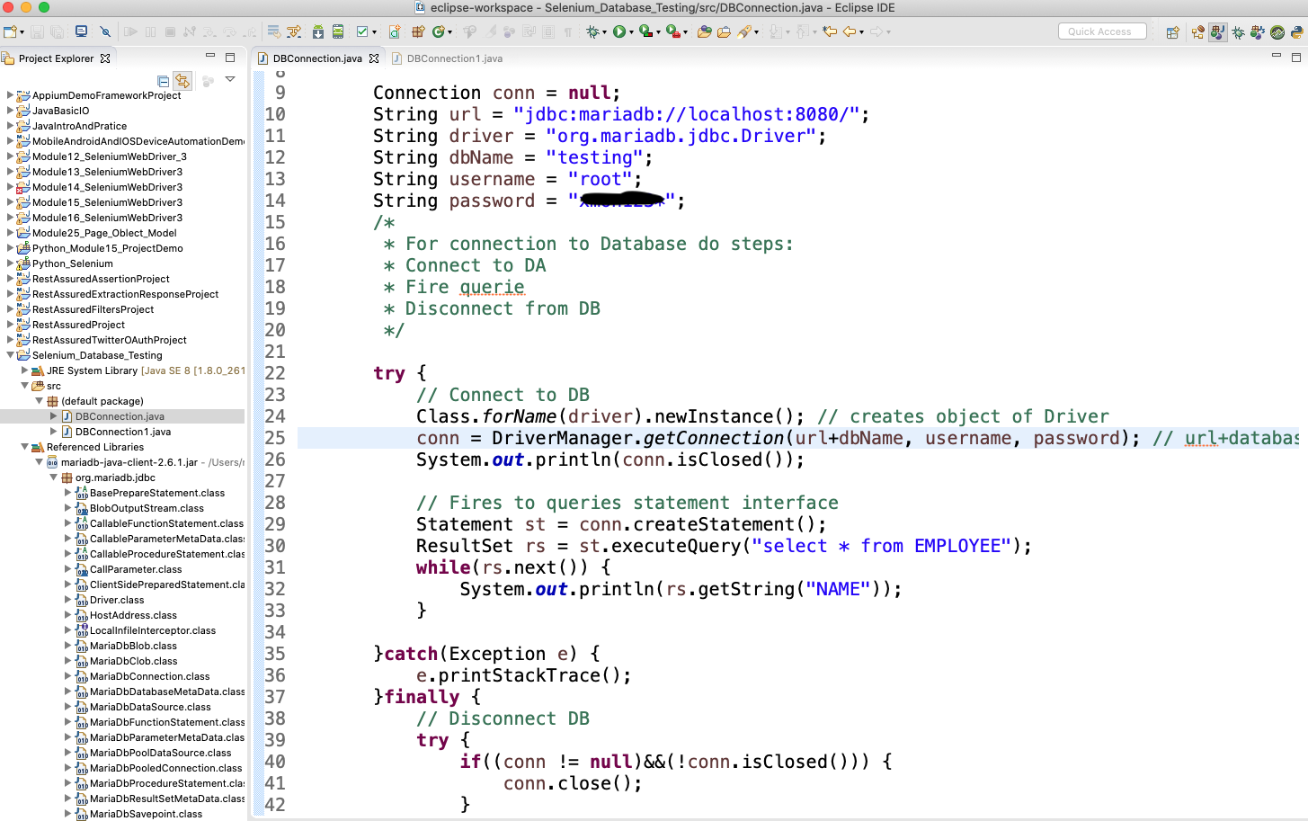 Selenium Database Testing Can Not Connect Using MariaDB With JAVA Selenium Database Testing Can Not Connect Using MariaDB With JAVA