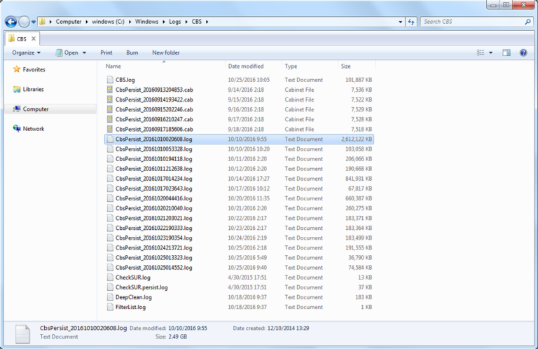 CBS Persist 5 Important Things And Huge Log File Tools Pond