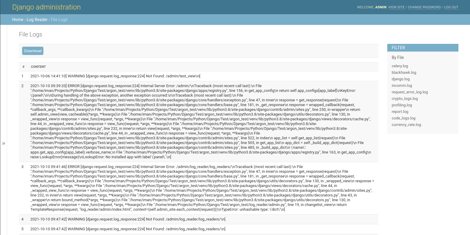Django Log Reader Django Log Reader Allows You To Read Download Log Django Log Reader Django Log Reader Allows You To Read Download Log