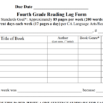 Fourth Grade Reading Log Form Template
