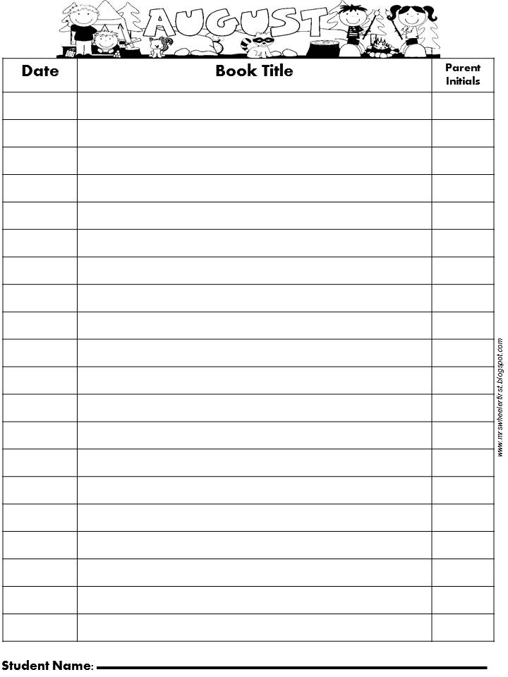 Mrs Wheeler s First Grade Tidbits Monthly Reading Logs