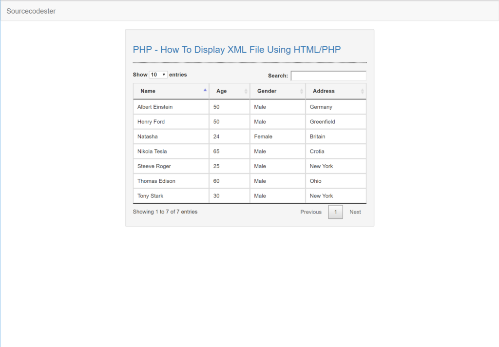 PHP How To Display XML File Using HTML PHP Free Source Code 