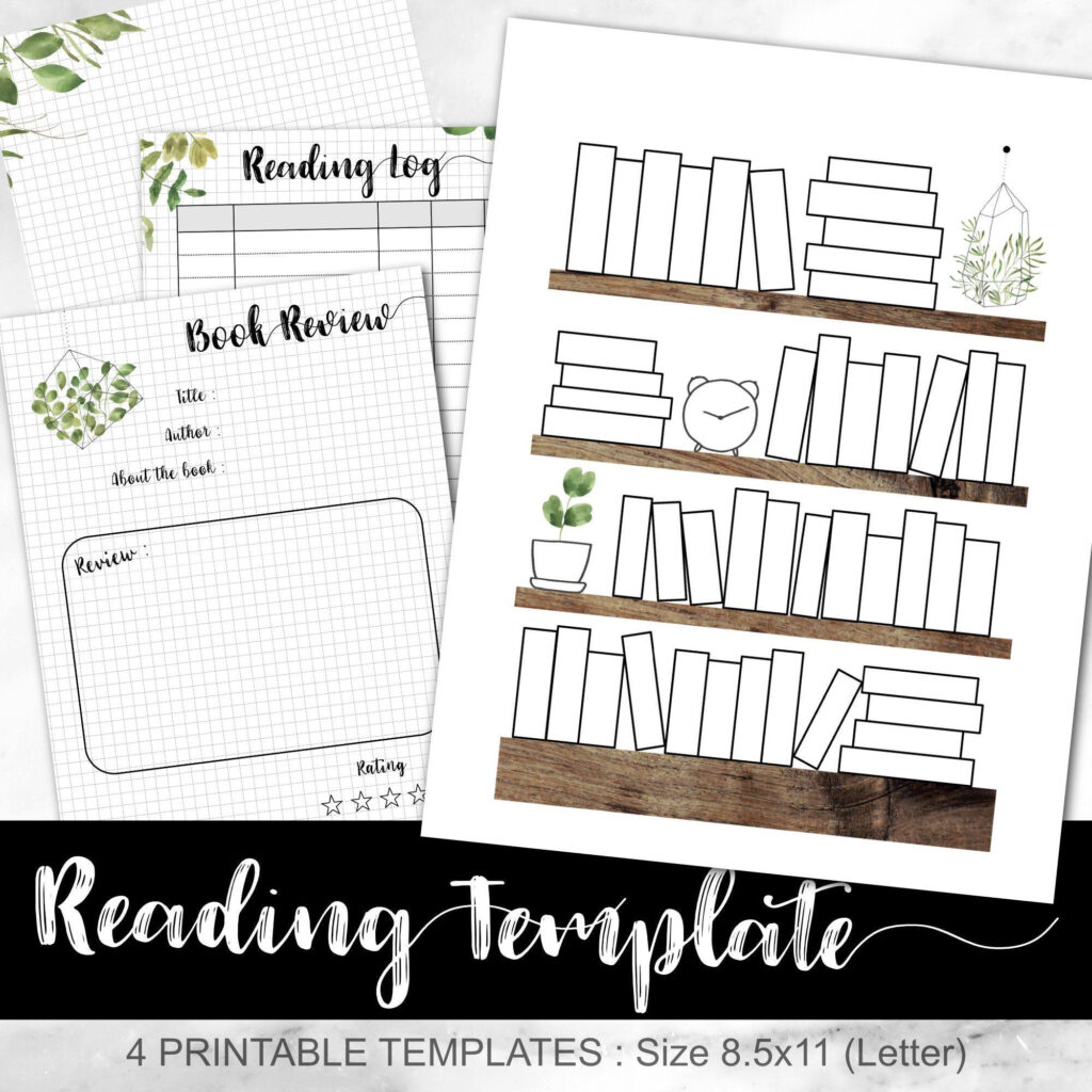 Printable Template Bookshelf Log Book Review Reading Log Etsy In 2021 