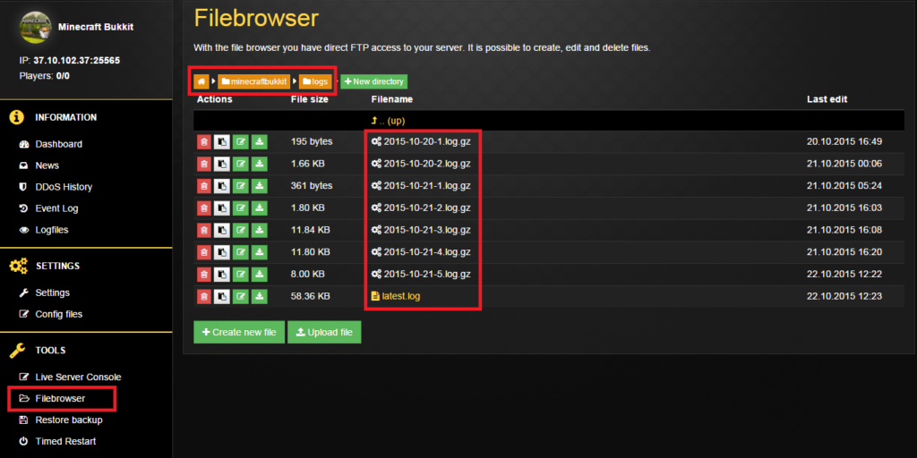 Server log Nitradopedia EN
